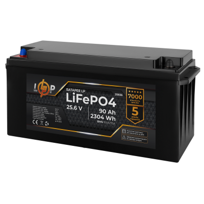 Акумулятор LP LiFePO4 для ДБЖ 24V (25,6V) - 90 Ah (2304Wh) (BMS 150A/75А) пластик Акумулятор LP LiFePO4 для ДБЖ 24V (25,6V) - 90 Ah (2304Wh) (BMS 150A/75А) пластик
