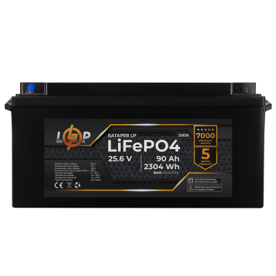 Акумулятор LP LiFePO4 для ДБЖ 24V (25,6V) - 90 Ah (2304Wh) (BMS 150A/75А) пластик Акумулятор LP LiFePO4 для ДБЖ 24V (25,6V) - 90 Ah (2304Wh) (BMS 150A/75А) пластик