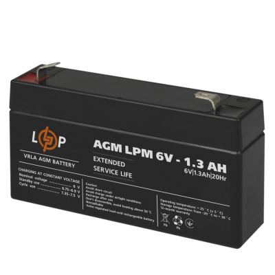 Акумулятор AGM LPM 6V - 1.3 Ah Акумулятор AGM LPM 6V - 1.3 Ah