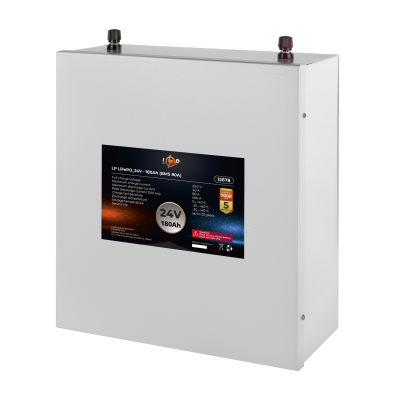 Акумулятор LP LiFePO4 24V (25,6V) - 180 Ah (4608Wh) (BMS 80A) металл Акумулятор LP LiFePO4 24V (25,6V) - 180 Ah (4608Wh) (BMS 80A) металл