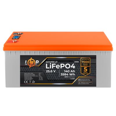 Акумулятор LP LiFePO4 для ДБЖ 24V (25,6V) - 140 Ah (3584Wh) (BMS 80A/40A) пластик Акумулятор LP LiFePO4 для ДБЖ 24V (25,6V) - 140 Ah (3584Wh) (BMS 80A/40A) пластик