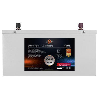 Акумулятор LP LiFePO4 24V (25,6V) - 90 Ah (2304Wh) (BMS 80A) металл Акумулятор LP LiFePO4 24V (25,6V) - 90 Ah (2304Wh) (BMS 80A) металл