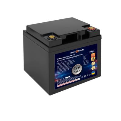Акумулятор LP LiFePO4 12V (12,8V) - 52 Ah (665Wh) (BMS 80A/40А) пластик Акумулятор LP LiFePO4 12V (12,8V) - 52 Ah (665Wh) (BMS 80A/40А) пластик