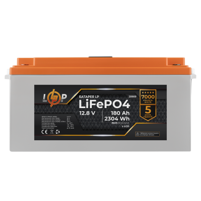 Акумулятор LP LiFePO4 LCD 12V (12,8V) - 180 Ah (2304Wh) (BMS 80A/40А) пластик Акумулятор LP LiFePO4 LCD 12V (12,8V) - 180 Ah (2304Wh) (BMS 80A/40А) пластик