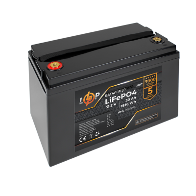 Акумулятор LP LiFePO4 51,2V - 30 Ah (1536Wh) (BMS 80A/40А) пластик Акумулятор LP LiFePO4 51,2V - 30 Ah (1536Wh) (BMS 80A/40А) пластик