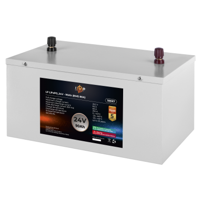 Акумулятор LP LiFePO4 24V (25,6V) - 90 Ah (2304Wh) (BMS 80A) металл Акумулятор LP LiFePO4 24V (25,6V) - 90 Ah (2304Wh) (BMS 80A) металл