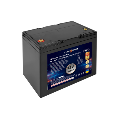 Акумулятор LP LiFePO4 12V (12,8V) - 90 Ah (1152Wh) (Smart BMS 60A/30А) пластик Акумулятор LP LiFePO4 12V (12,8V) - 90 Ah (1152Wh) (Smart BMS 60A/30А) пластик