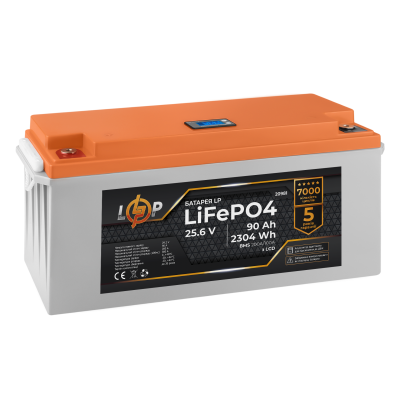 Акумулятор LP LiFePO4 для ДБЖ LCD 24V (25,6V) - 90 Ah (2304Wh) (BMS 200A/100А) пластик Акумулятор LP LiFePO4 для ДБЖ LCD 24V (25,6V) - 90 Ah (2304Wh) (BMS 200A/100А) пластик