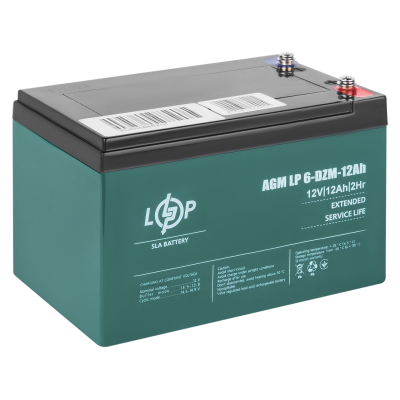 Тяговий свинцево-кислотний акумулятор LP 6-DZM-12 Ah - под Болт М5 Тяговий свинцево-кислотний акумулятор LP 6-DZM-12 Ah - под Болт М5