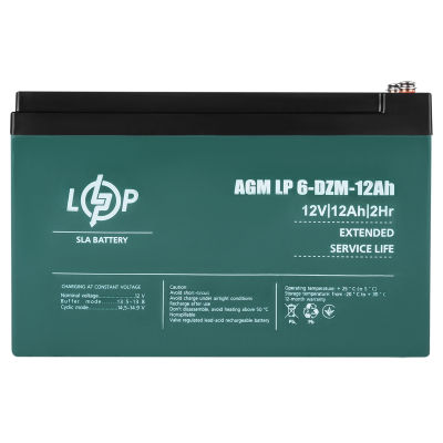 Тяговий свинцево-кислотний акумулятор LP 6-DZM-12 Ah - под Болт М5 Тяговий свинцево-кислотний акумулятор LP 6-DZM-12 Ah - под Болт М5