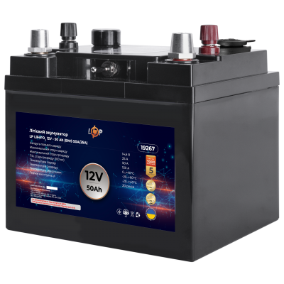 Акумулятор переносний з USB та роз. 12V LP LiFePO4 12V (12,8V) - 50 Ah (640Wh) (BMS 50A/25А) пластик с З.У. Акумулятор переносний з USB та роз. 12V LP LiFePO4 12V (12,8V) - 50 Ah (640Wh) (BMS 50A/25А) пластик с З.У.