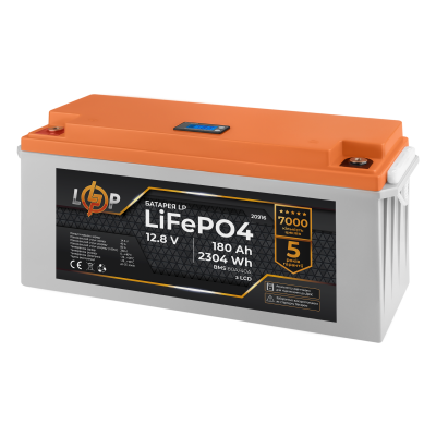 Акумулятор LP LiFePO4 для ДБЖ LCD 12V (12,8V) - 180 Ah (2304Wh) (BMS 80A/40А) пластик Акумулятор LP LiFePO4 для ДБЖ LCD 12V (12,8V) - 180 Ah (2304Wh) (BMS 80A/40А) пластик