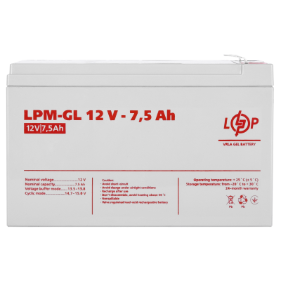 Акумулятор гелевий LPM-GL 12V - 7.5 Ah Акумулятор гелевий LPM-GL 12V - 7.5 Ah