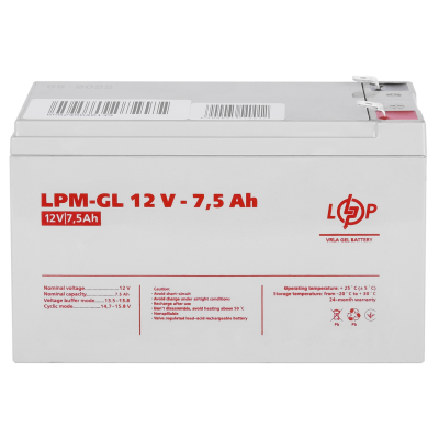 Акумулятор гелевий LPM-GL 12V - 7.5 Ah Акумулятор гелевий LPM-GL 12V - 7.5 Ah
