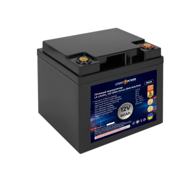 Акумулятор LP LiFePO4 12V (12,8V) - 60 Ah (768Wh) (Smart BMS 60A/30А) пластик Акумулятор LP LiFePO4 12V (12,8V) - 60 Ah (768Wh) (Smart BMS 60A/30А) пластик