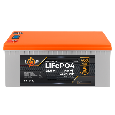 Акумулятор LP LiFePO4 LCD 24V (25,6V) - 140 Ah (3584Wh) (BMS 80A/40A) пластик Акумулятор LP LiFePO4 LCD 24V (25,6V) - 140 Ah (3584Wh) (BMS 80A/40A) пластик