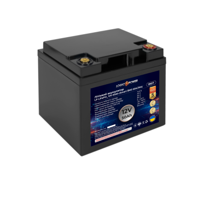 Акумулятор LP LiFePO4 12V (12,8V) - 50 Ah (640Wh) (Smart BMS 60A/30А) пластик Акумулятор LP LiFePO4 12V (12,8V) - 50 Ah (640Wh) (Smart BMS 60A/30А) пластик