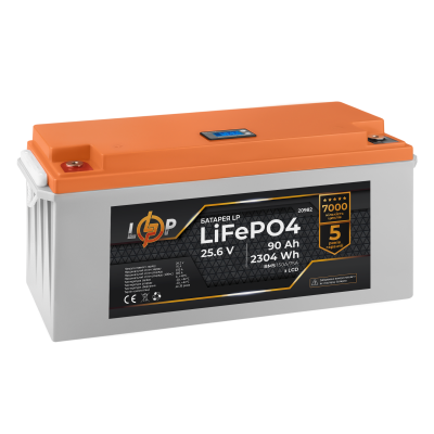 Акумулятор LP LiFePO4 LCD 24V (25,6V) - 90 Ah (2304Wh) (BMS 150A/75А) пластик Акумулятор LP LiFePO4 LCD 24V (25,6V) - 90 Ah (2304Wh) (BMS 150A/75А) пластик