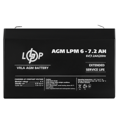 Акумулятор AGM LPM 6V - 7.2 Ah Акумулятор AGM LPM 6V - 7.2 Ah
