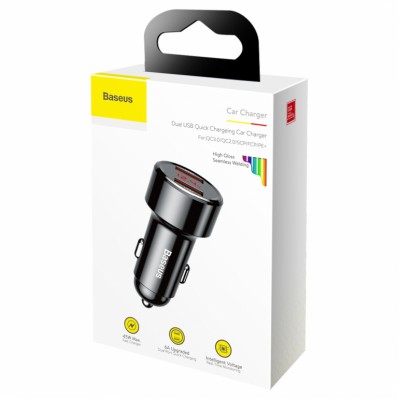 Автомобильное зарядное устройство Baseus Magic Series Dual-USB QC 3.0 45W Black (CCMLC20A-01) Автомобильное зарядное устройство Baseus Magic Series Dual-USB QC 3.0 45W Black (CCMLC20A-01)
