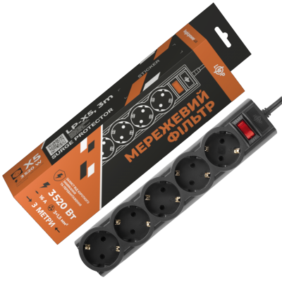 Мережевий фільтр PREMIUM LP-X5 3 м Black (3520Вт) Мережевий фільтр PREMIUM LP-X5 3 м Black (3520Вт)