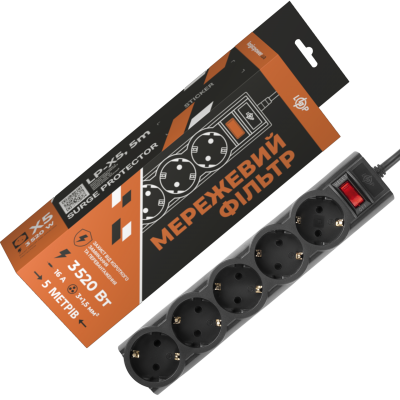 Мережевий фільтр PREMIUM LP-X5 5 м Black (3520Вт) Мережевий фільтр PREMIUM LP-X5 5 м Black (3520Вт)