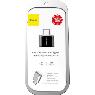 Перехідник Baseus USB Female to Type-C Male Чорний (CATOTG-01) Перехідник Baseus USB Female to Type-C Male Чорний (CATOTG-01)