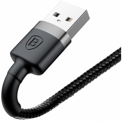 Кабель Baseus Cafule USB 2.0 to Lightning 2.4A 1M Черный/Серый (CALKLF-BG1) Кабель Baseus Cafule USB 2.0 to Lightning 2.4A 1M Черный/Серый (CALKLF-BG1)