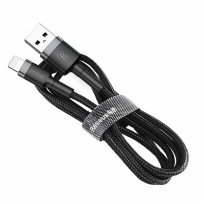 Кабель Baseus Cafule USB 2.0 to Lightning 2.4A 1M Черный/Серый (CALKLF-BG1) Кабель Baseus Cafule USB 2.0 to Lightning 2.4A 1M Черный/Серый (CALKLF-BG1)