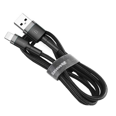 Кабель Baseus Cafule USB 2.0 to Lightning 1.5A 2M Черный/Серый (CALKLF-CG1) Кабель Baseus Cafule USB 2.0 to Lightning 1.5A 2M Черный/Серый (CALKLF-CG1)