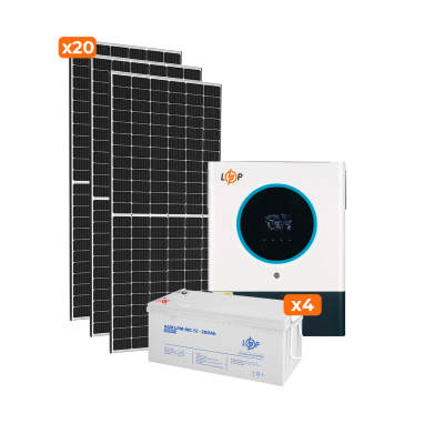 Сонячна електростанція (СЕС) Стандарт 8kW АКБ 9.6kWh mGel 200 Ah Сонячна електростанція (СЕС) Стандарт 8kW АКБ 9.6kWh mGel 200 Ah